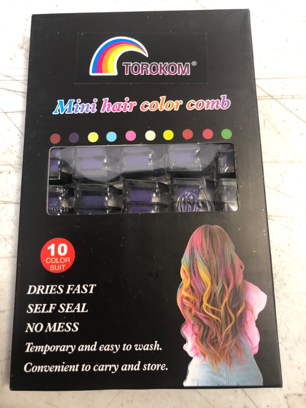 Photo 2 of 10 PCS Hair Chalk Comb, Temporary Bright Washable Hair Color Comb Mini Hair Chalk for Girls Age 4 5 6 7 8 10 Kids Non Toxic Hair Color Dye for Cosplay Halloween Christmas DIY Hair Color(Purple)
