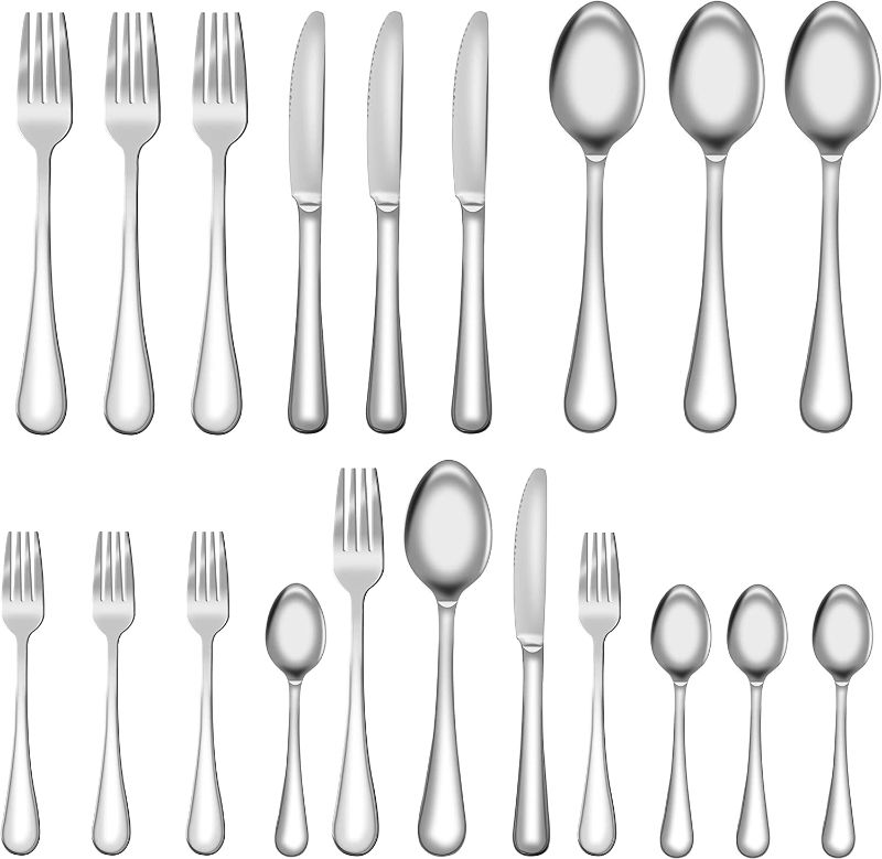 Photo 1 of Ansukow 20 Piece Silverware Set for 4, 18/8 Stainless Steel Flatware Cutlery Set for Home Kitchen, Knives Forks Spoons Set, Mirror Polished, Dishwasher Safe
