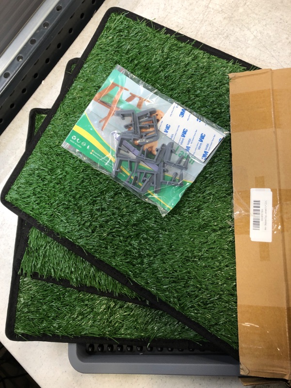 Photo 2 of Elepower Dog Grass Pad with Tray - Dog Litter Box - Anti-Slip Artificial Grass for Dogs - Includes 3 Grass Pads - Potty Training for Puppy (16x20) Dog Grass Pad with Tray 16 x 20