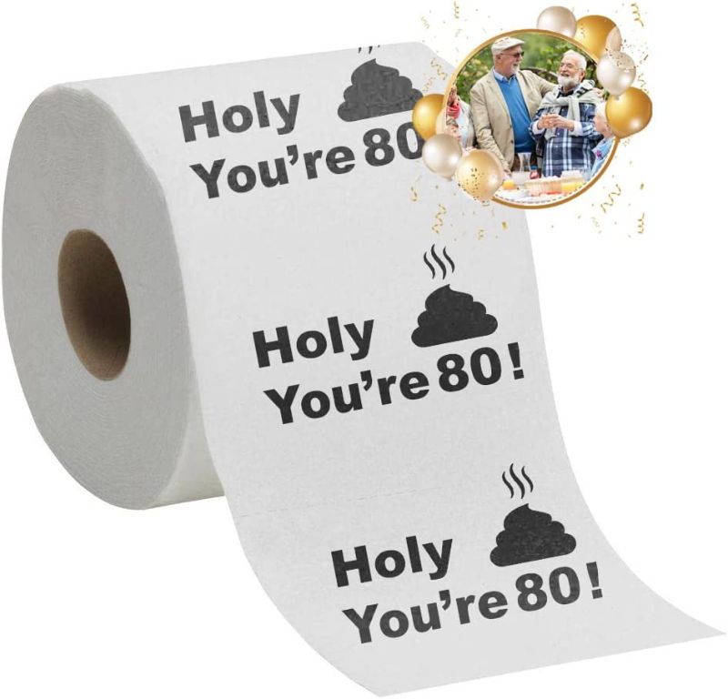 Photo 1 of 80th Birthday Decorations For Men Women - Toilet Paper 80 Birthday Gifts Funny Joke Present - Novelty Great Hilarious Gag Laugh Toilet Paper (2 COUNT)
