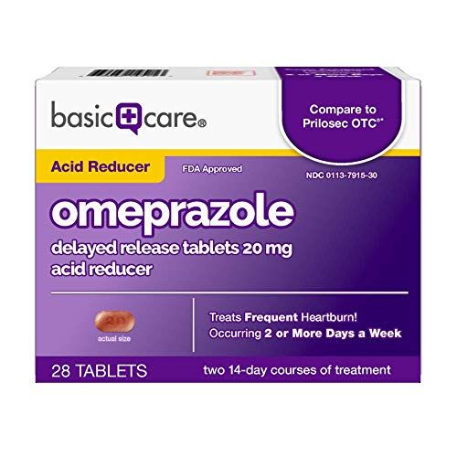 Photo 1 of Basic Care Omeprazole Delayed Release Tablets 20 Mg 28 Count Exp Date 04/2023