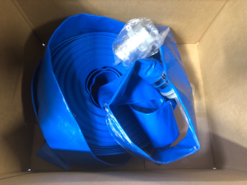 Photo 2 of 2" x 50ft PVC Lay Flat Discharge Hose With Aluminum Camlock C & E Fittings, Cam Lock Fitting Type A included, Heavy Duty Reinforced Pump Backwash Hose Assembly
