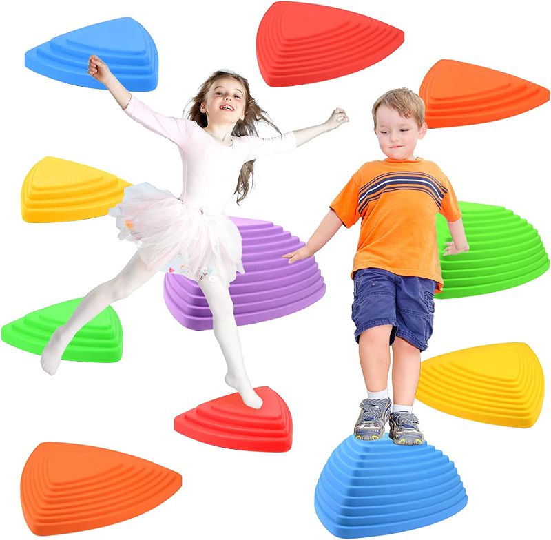 Photo 1 of Gentle Monster Stepping Stones for Kids, Set of 11 pcs (8 pcs Available) for Balance with Non-Slip Bottom - Exercise Coordination and Stability
