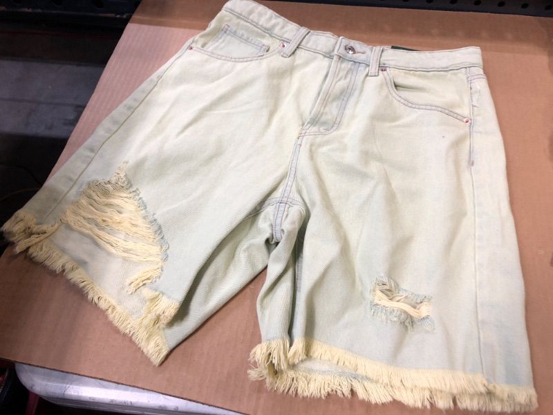 Photo 1 of 8----Women's High-Rise Wide Leg Bermuda Jean Shorts - Wild Fable Lime Green  
