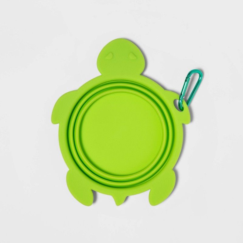 Photo 1 of 2pcs Collapsible Turtle Dog Bowl with Carabiner - Green - Sun Squad
