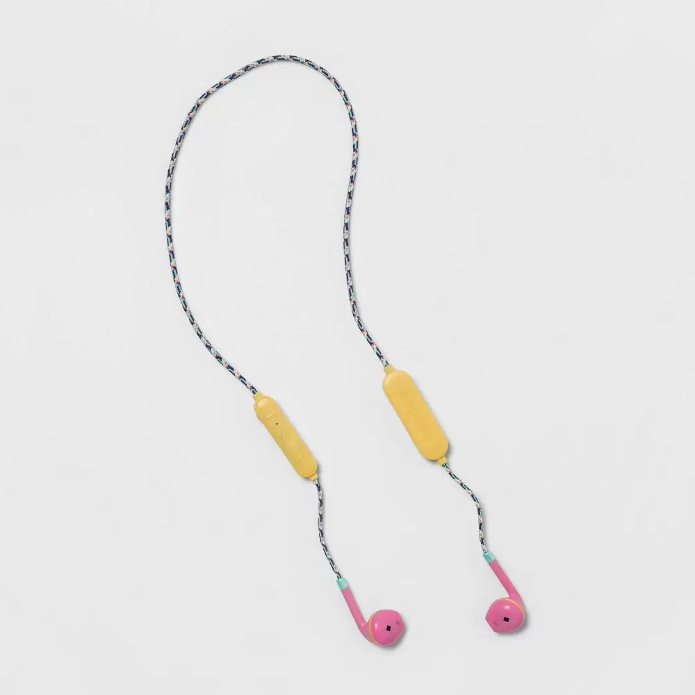 Photo 1 of Heyday Wireless Bluetooth Braided Cord Flat Earbuds - Bright Pink
