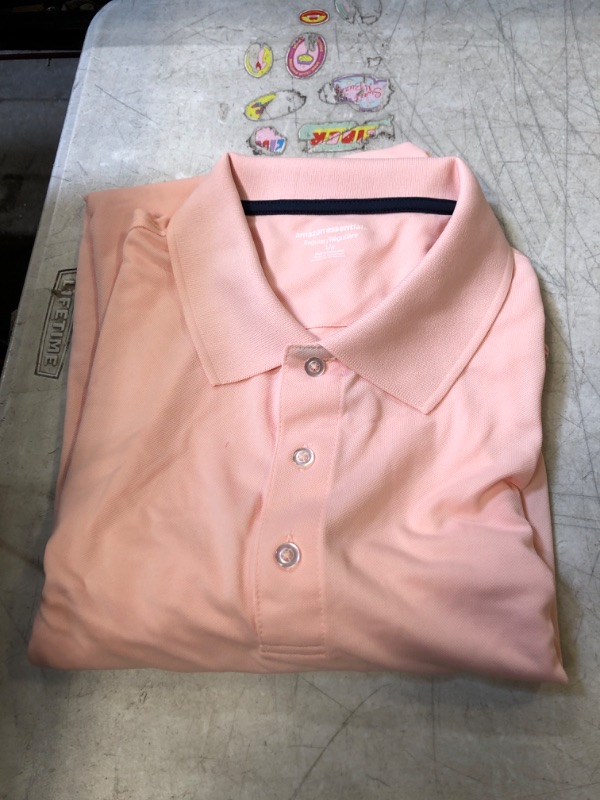 Photo 2 of Amazon Essentials Men's Regular-Fit Quick-Dry Golf Polo Shirt (Available in Big & Tall) Polyester Light Pink Large