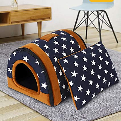 Photo 1 of 2-in-1 Pet Blue Star House and Portable Sofa Non-Slip Dog Cat Igloo Bed Warm Lovely Pet House Gift for Pets (Star) Medium dogs