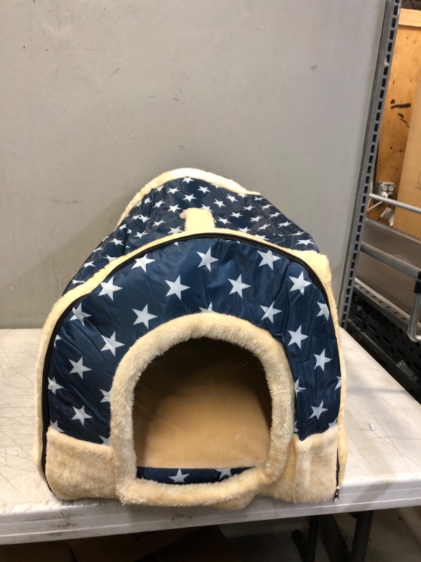 Photo 2 of 2-in-1 Pet Blue Star House and Portable Sofa Non-Slip Dog Cat Igloo Bed Warm Lovely Pet House Gift for Pets (Star) Medium dogs