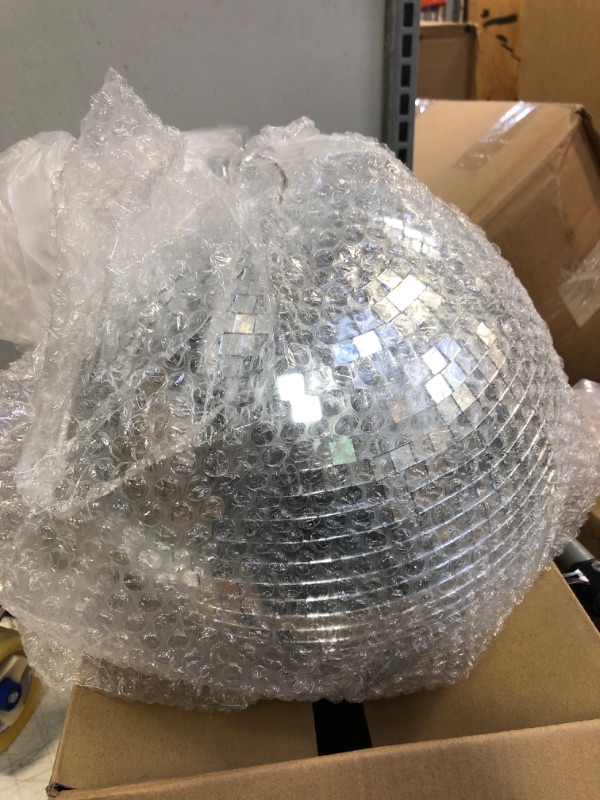 Photo 3 of 12" Disco Ball Mirror Ball Disco Party Decoration Stage Light Dj Light Effect Home Business Christmas Display Decoration Silver