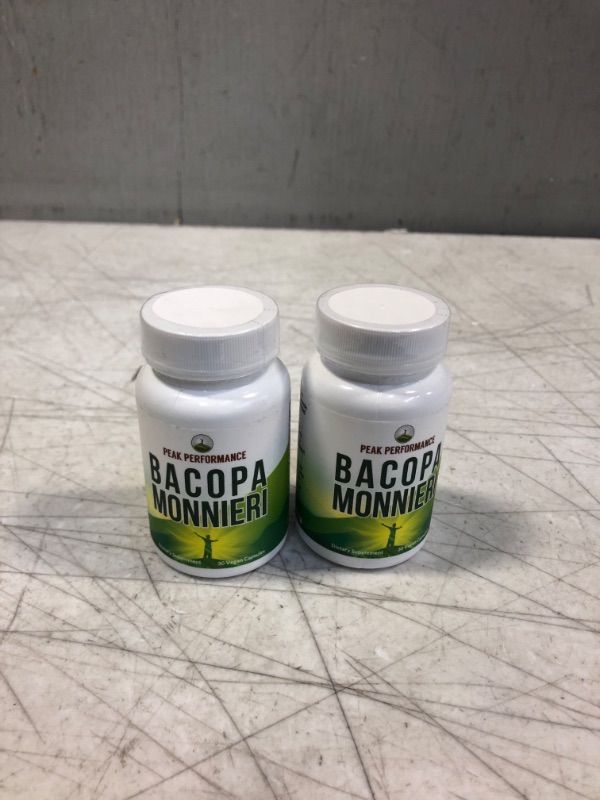 Photo 2 of Bacopa Monnieri Vegan Capsules - Made with Bacopa Leaf. Ayurvedic Herb Nootropic Supplement for Brain, Memory, Mental Sharpness, Focus Without Crashes. Natural Plant Extract Pills, Tablets (2 bottles)