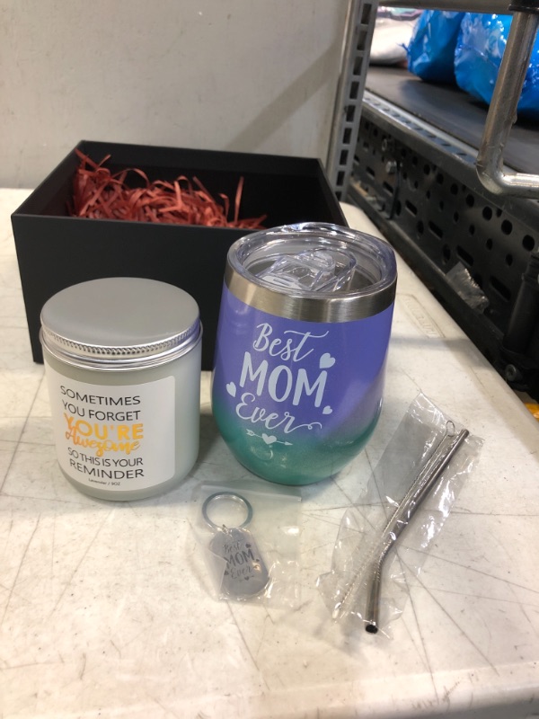 Photo 1 of Women's Mother's Day gift set Mermaid  Insulated Tumbler w/ metal straw & straw cleaner, Mother's Day key chain, Scented candle 