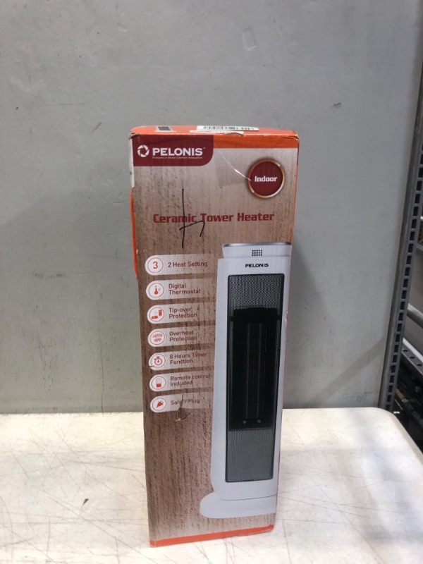 Photo 5 of PELONIS PHTPU1501 Ceramic Tower 1500W Indoor Space Heater with Oscillation, Remote Control, Programmable Thermostat & 8H Timer, ECO Mode, Tip-Over Switch & Overheating Protection, White (FACTORY SEALED OPENED FOR PHOTOS)