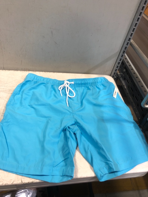 Photo 3 of Amazon Essentials Men's 9" Quick-Dry Swim Trunk X-Large Aqua Blue