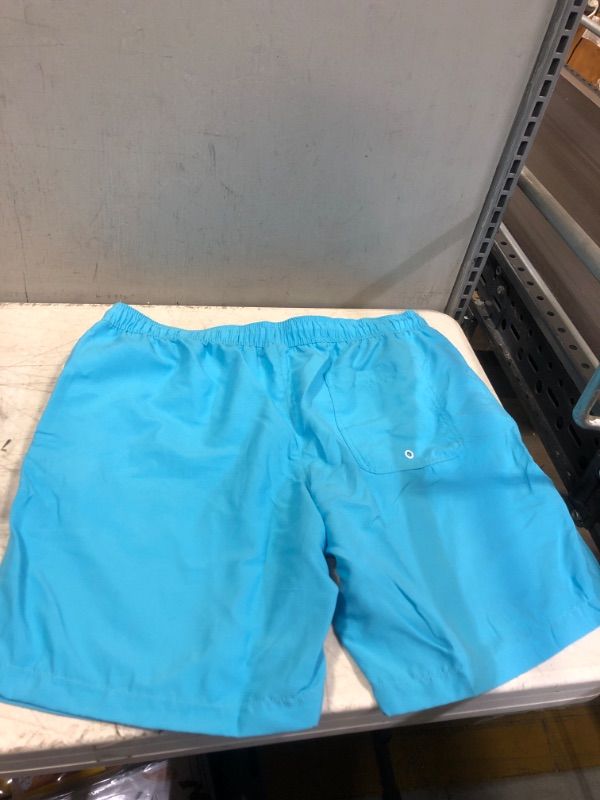 Photo 3 of Amazon Essentials Men's 9" Quick-Dry Swim Trunk X-Large Aqua Blue