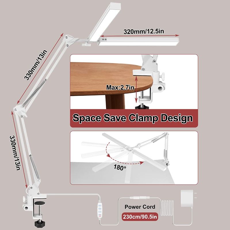 Photo 1 of NOEVSBIG LED Desk Lamp Set, 24W Brightest Double Head Architect Work Desk Lamps for Office, Desk Light with Flexible Swing Arm
