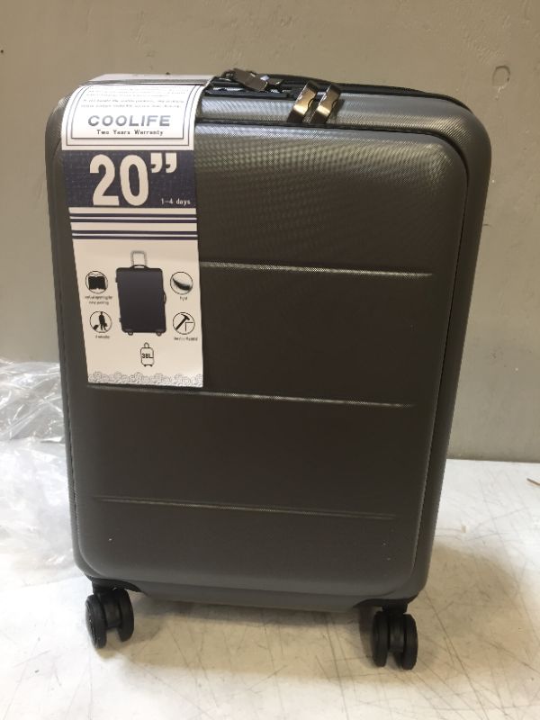 Photo 2 of COOLIFE Luggage Suitcase Piece Set Carry On ABS+PC Spinner Trolley with pocket Compartmnet Weekend Bag (Titanium gray