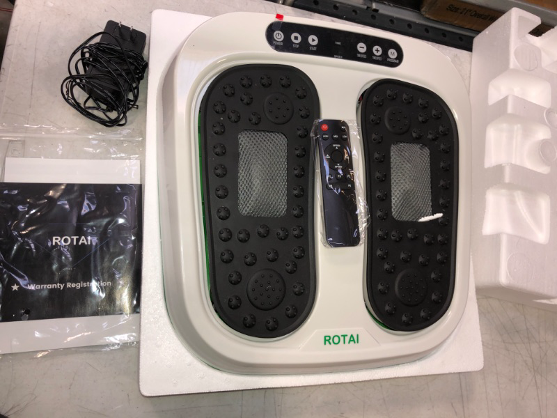 Photo 2 of ROTAI Vibration Foot Massager Multi Relaxations and Pain Relief Rotating Acupressure Electric Foot Circulation Device with Remote Control (White)