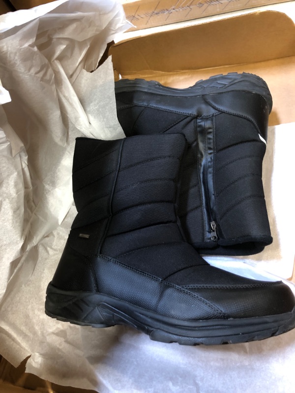 Photo 2 of  MENS SIZE 14 / SILENTCARE Mens Winter Mid-Calf Snow Boot Fur Warm Waterproof Slip On Outdoor Athletic 14 Black01