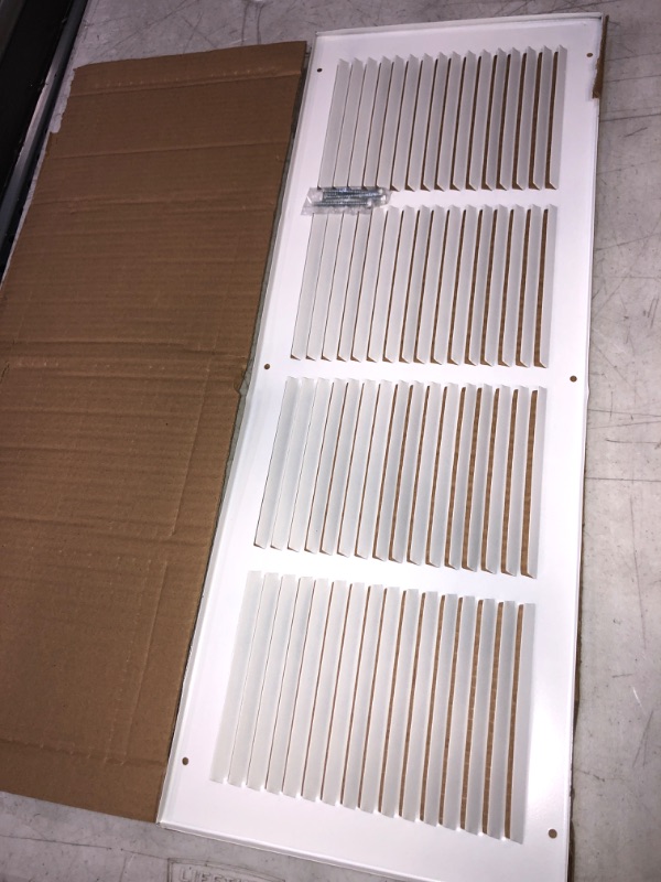 Photo 2 of 24"W x 8"H [Duct Opening Size] Steel Return Air Grille (AGC Series) Vent Cover Grill for Sidewall and Ceiling, White | Outer Dimensions: 25.75"W X 9.75"H for 24x8 Duct Opening 24"W x 8"H [Duct Opening]