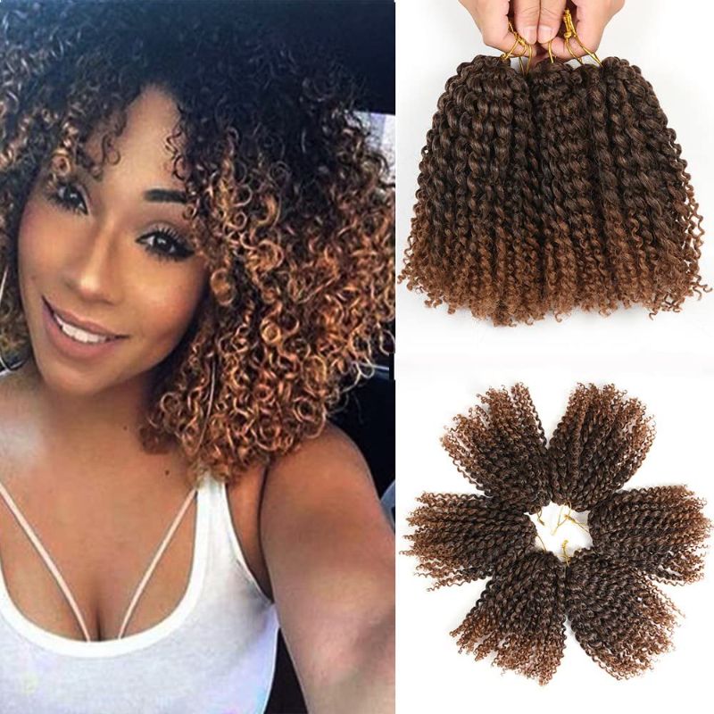 Photo 1 of 8 Inch Short Passion Twist Hair 5 Bundles Kinky Curly Crochet Hair for Black Women Crochet Braids Hair 
