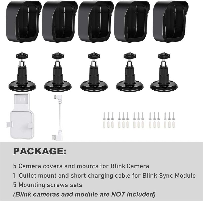 Photo 1 of All-New Blink Outdoor Camera Wall Mount, 360° Adjustable Mount and Weather Proof Protective Housing with Blink Sync Module Outlet Mount for Blink Outdoor Security Camera System (Black, 5 Pack)
