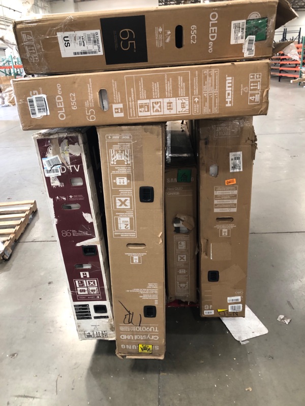 Photo 1 of MIXED PALLET OF DAMAGED TVS**SET OF 6**NON FUNCTIONAL NO REFUNDS**