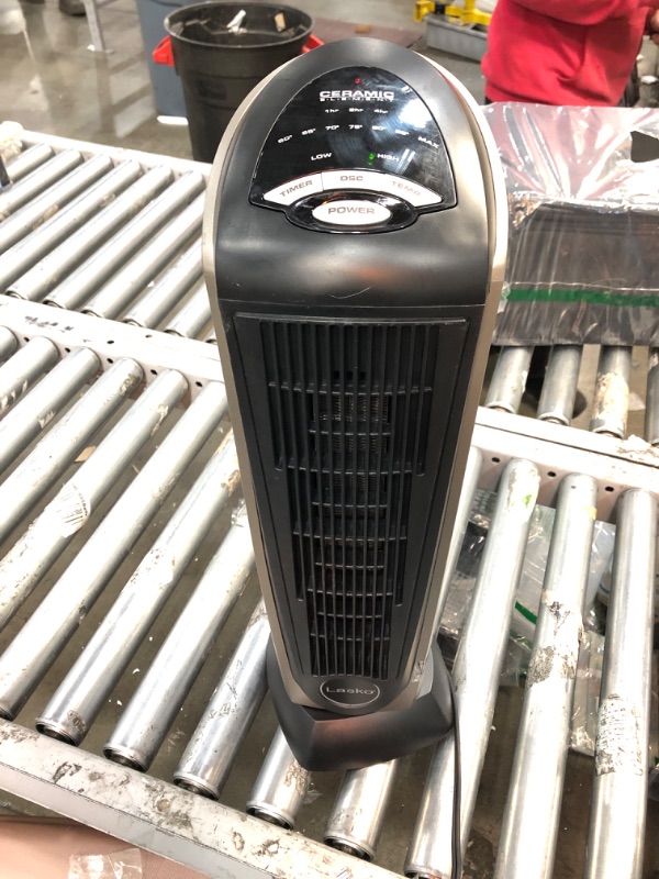 Photo 2 of *NO REMOTE* Lasko Oscillating Ceramic Tower Space Heater for Home with Adjustable Thermostat, Timer and Remote Control, 22.5 Inches, Grey/Black, 1500W, 751320