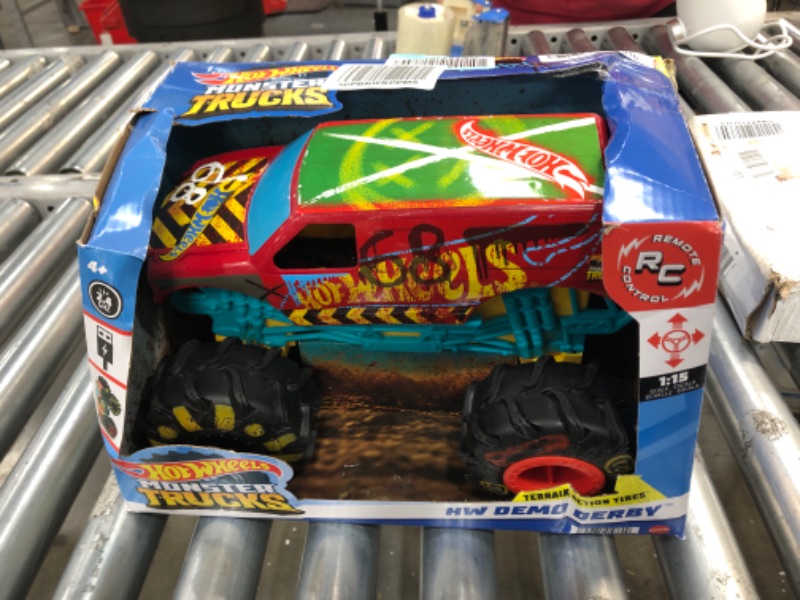 Photo 2 of ?Hot Wheels RC Monster Trucks 1:15 Scale HW Demo Derby, 1 Remote-Control Toy Truck with Terrain Action Tires, Toy for Kids 4 Years Old & Older HW DEMO DERBY RC