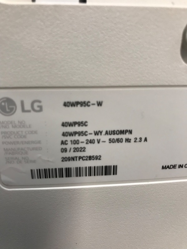 Photo 5 of LG 40WP95C-W 40” UltraWide Curved WUHD (5120 x 2160) 5K2K Nano IPS Display, DCI-P3 98% (Typ.) with HDR10, Thunderbolt 4 with 96W PD, 3-Side Virtually Borderless Design Tilt/Height/Swivel Stand
