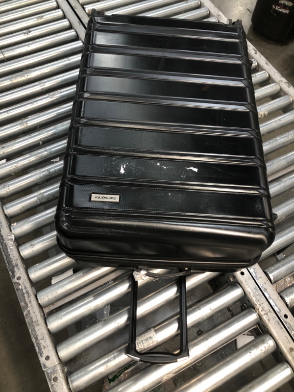 Photo 2 of **MINOR SCRATCHES FROM USE** Samsonite Omni 2 Hardside Expandable Luggage with Spinner Wheels, Checked-Large 28-Inch, Midnight Black Checked-Large 28-Inch Midnight Black