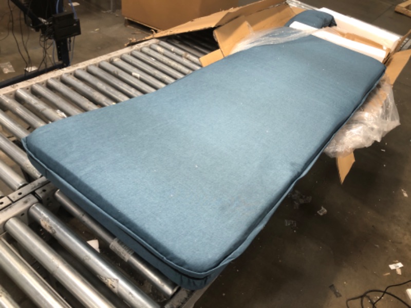 Photo 4 of **MINOR DAMAGE** Sandinrayli Folding Chaise Lounge Sofa Chair 5 Position Steel Convertible Recliner Lounge Couch Blue