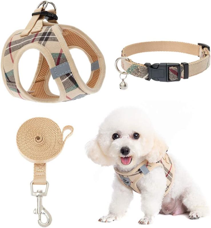 Photo 1 of **MISING COLLAR** EXPAWLORER Classic Plaid Puppy Harness - Small Dog Collar and Leash - Soft Mesh Padded Adjustable Small Dog Vest Harness No Pull, Reflective Escape Proof for Outdoor Walking
