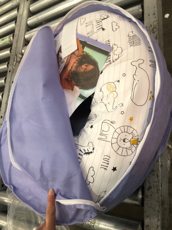 Photo 2 of Boppy Nursing Pillow and Positioner - Original, Notebook Black and White with Gold Animals, Breastfeeding, Bottle Feeding, Baby Support, with Removable Cotton Blend Cover, Awake-Time Support