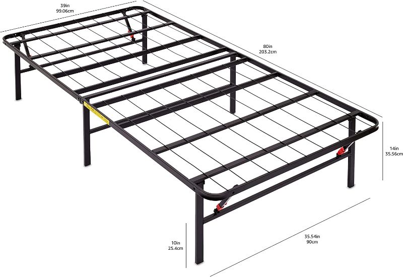 Photo 1 of 
Amazon Basics Foldable Metal Platform Bed Frame with Tool Free Setup, 14 Inches High, Twin XL, Black
Size:14-Inch