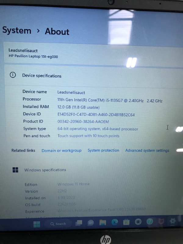 Photo 5 of HP PAVILION LAPTOP, 15.6" FULL HD IPS TOUCHSCREEN, 10TH GEN INTEL CORE I5-1035G1 PROCESSOR UP TO 3.60GHZ, 12GB RAM, 512GB PCIE NVME SSD, BACKLIT KEYBOARD, HDMI, WIRELESS-AC, BLUETOOTH, WINDOWS 10 HOME 12GB RAM | 512GB SSD
