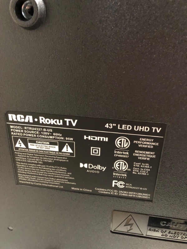 Photo 3 of RCA 43-inch 4K UHD Roku Smart Flat Screen LED TV, 2022 Model