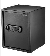 Photo 1 of Amazon Basics Steel Home Security Safe with Programmable Keypad - 1.52 Cubic Feet, 13.8 x 13 x 16.5 Inches, Black & 8-Sheet Capacity, Cross-Cut Paper and Credit Card Shredder, 4.1 Gallon 1.52 Cubic Feet Keypad Lock + Shredder, 4.1 Gallon 