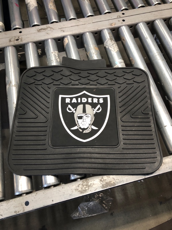 Photo 2 of FANMATS 9985 Las Vegas Raiders Back Row Utility Car Mat - 1 Piece - 14in. x 17in., All Weather Protection, Universal Fit, Molded Team Logo Rear