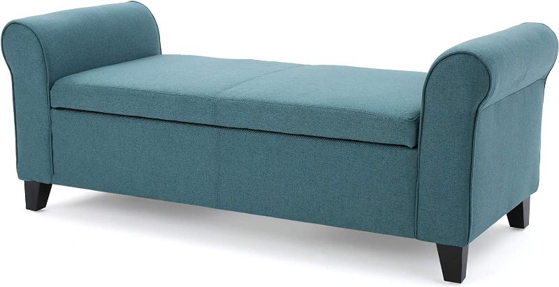 Photo 1 of 
Christopher Knight Home Hayes Armed Fabric Storage Bench, Dark Teal
Size:19.75"D x 50"W x 19.5"H
Color:Color: Dark Teal
