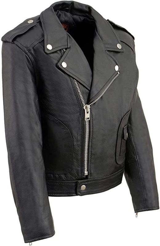 Photo 1 of Milwaukee Leather LKK1920 Boy's Black Classic Leather Biker Jacket with Patch Pocket Style
