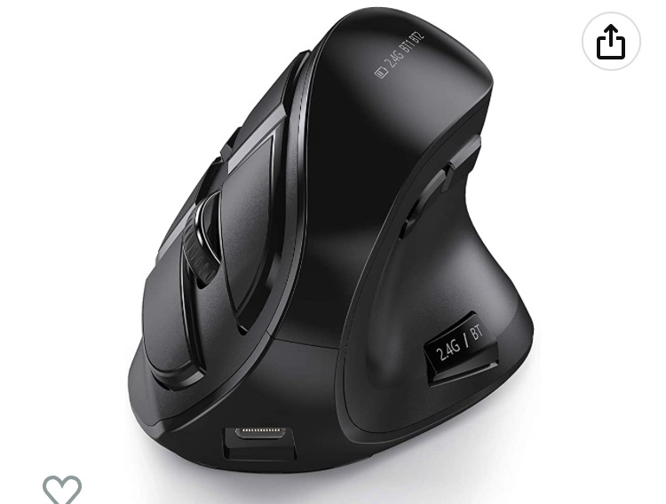 Photo 1 of seenda Ergonomic Mouse, Wireless Vertical Mouse - Rechargeable Optical Mice for Multi-Purpose (Bluetooth 5.0 + Bluetooth 3.0 + USB Connection) Compatible Apple Mac and Windows Computers - Black