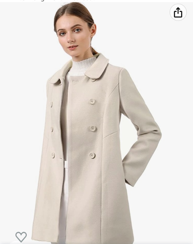 Photo 1 of Allegra K Women's Peter Pan Collar Double Breasted Winter Long Trench Pea Coat Large