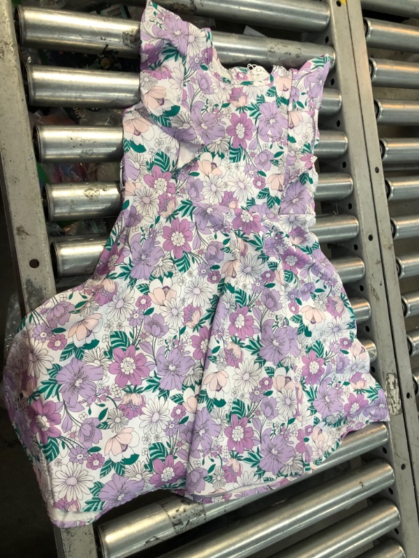 Photo 3 of MISSING BELT**quedoris purple floral dress, size 135Y