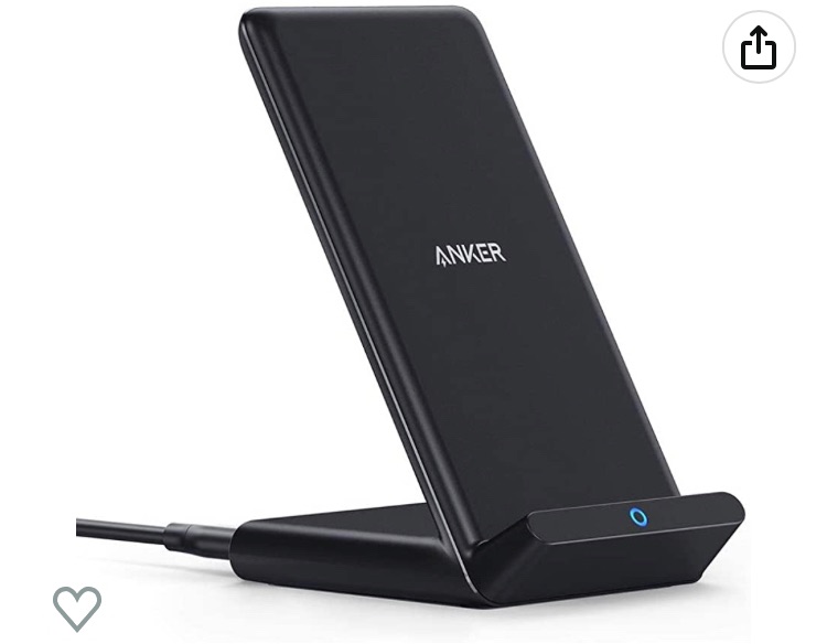 Photo 1 of Anker 313 Wireless Charger (Stand), Qi-Certified for iPhone 12, 12 Pro Max, SE, 11, 11 Pro, 11 Pro Max, XR, XS Max, 10W Fast-Charging Galaxy S20, S10 (No AC Adapter)