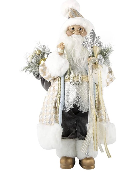 Photo 1 of ABXMAS Santa Claus, Resin Santa Claus Statue, Christmas Outdoor Indoor Home Office Decorations New Year with Gift Box(19.7in)