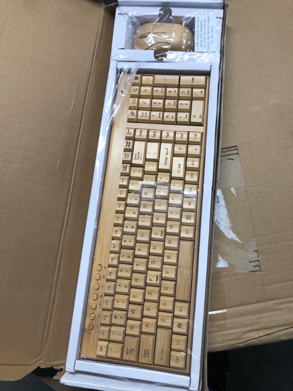 Photo 2 of Smart Tech Handcrafted Natural Bamboo Wooden PC Wireless 2.4GHz Keyboard and Mouse Combo