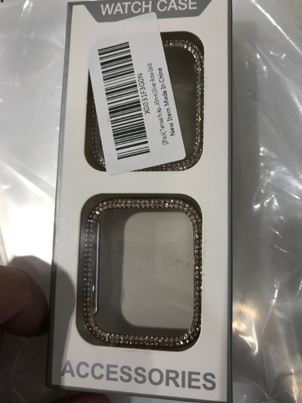 Photo 2 of [2Pack] Tensea for Apple Watch Bumper Case 41mm Series 8 7 Accessories [No Screen Protector], iWatch Protective PC Bling Cover Diamond Case Cystal Frame for Women Girl for 41 mm Only, Silver-Rose Gold for 41mm Only Silver-Rose Gold