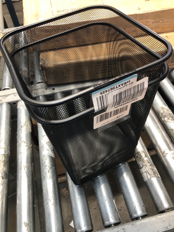 Photo 1 of Greenco, Black Mesh Trash Can Wastebaskets, Square, 6 Gallon, 2 Pack Black 6 gallon square trash