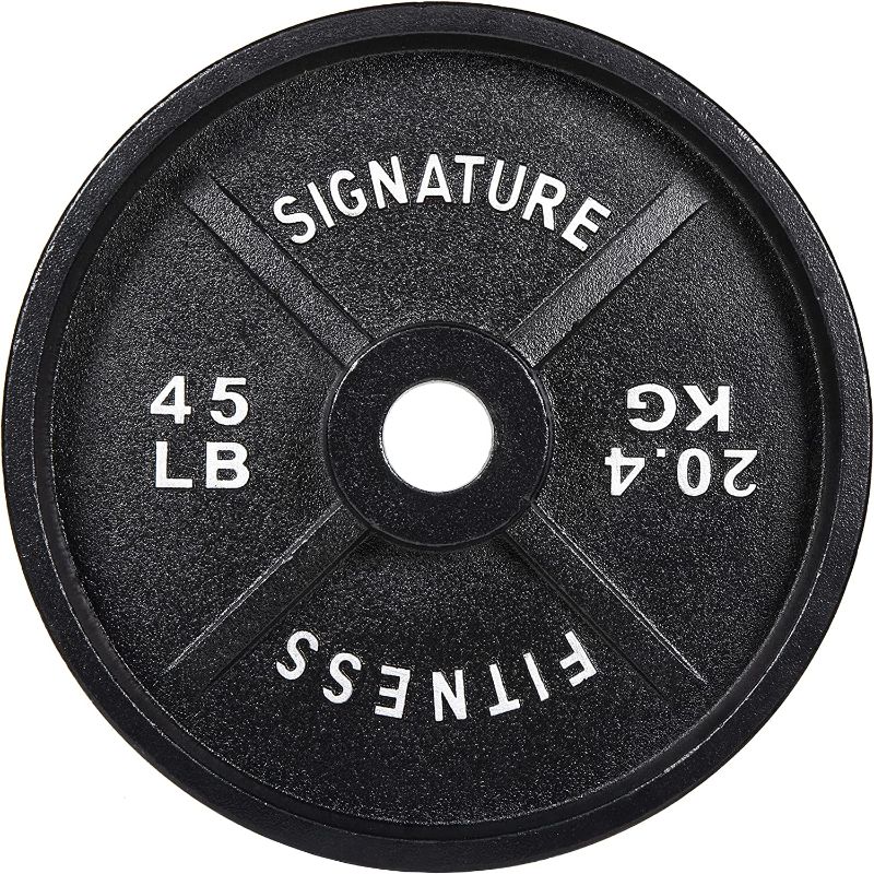 Photo 1 of 
Signature Fitness Deep Dish 2-Inch Olympic Cast Iron Weight Plates with E-Coating
Style:Black
Color:k. 45lb (SINGLE)